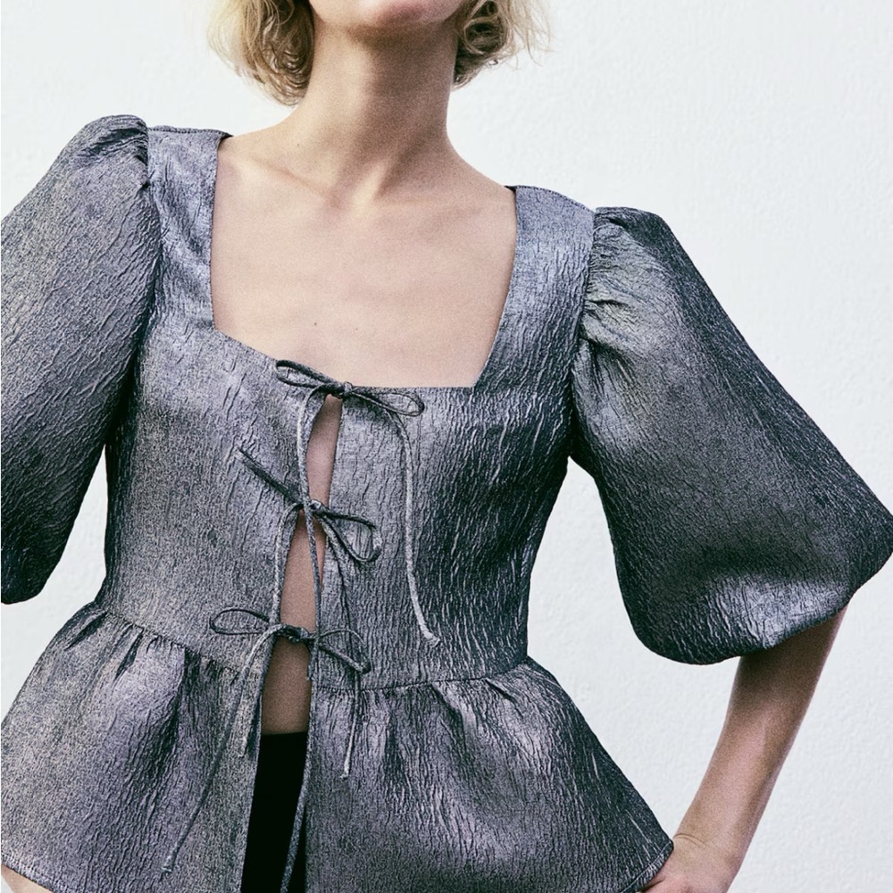 H&M Metallic Silver Blouse